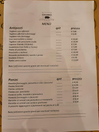 Menu du Norcineria La Centrale del Gusto à Urbisaglia