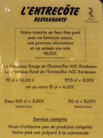 L'Entrecôte à Nantes menu