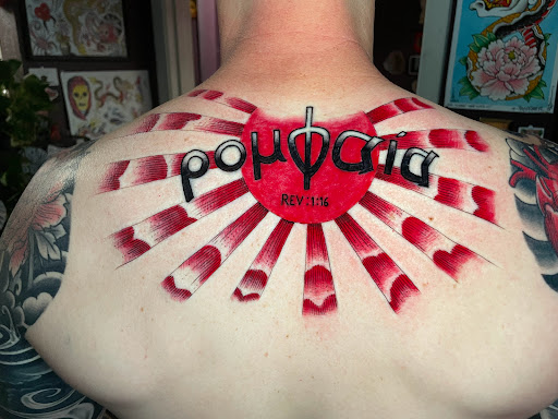 Explore tattoo ideas for men's shoulders, creative tattoo ideas in Georgetown, available at Iron Rite Tattoo South