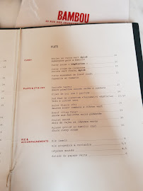 Bambou à Paris menu