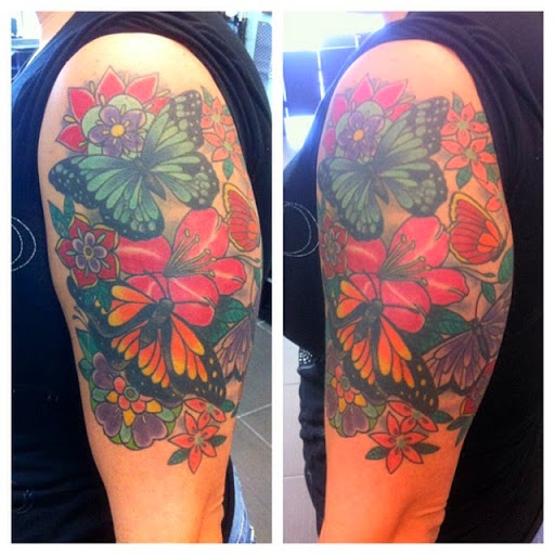Explore sleeve mens tattoo ideas, creative tattoo ideas in Miami, available at Sunset Tattoo Parlour