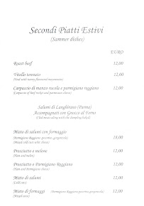 Restaurant Trattoria Da Massimo à Rubiera (la carte)