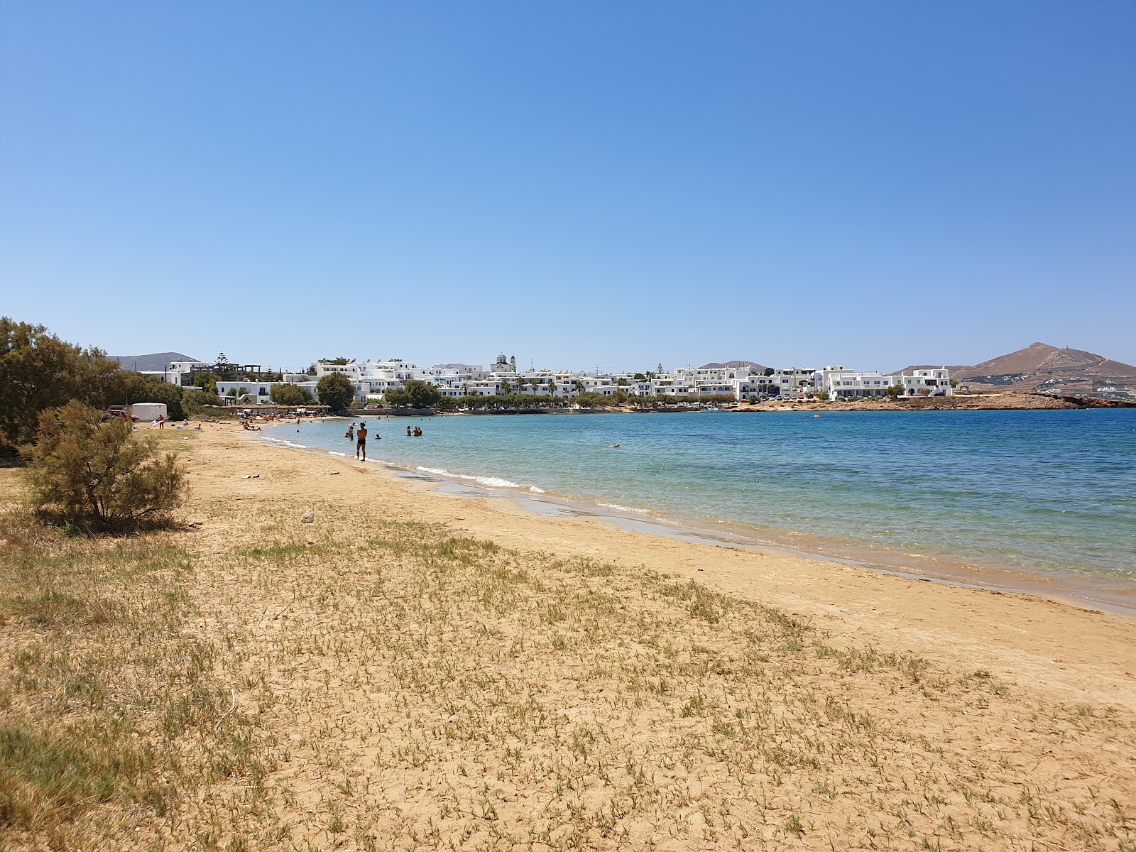 Foto van Agios Anargyroi beach met helder fijn zand oppervlakte