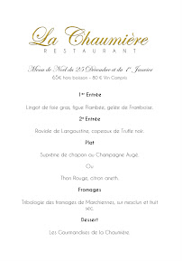 Menu / carte de La chaumière Restaurant à Beuvry-la-Forêt
