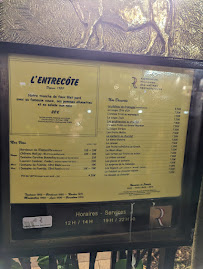 Restaurant de viande L'Entrecôte à Lyon (le menu)