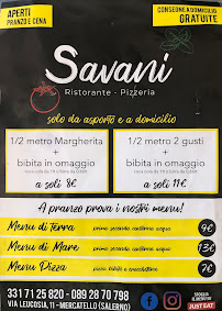 Menu / carte de Ristorante Pizzeria Savani à Salerno