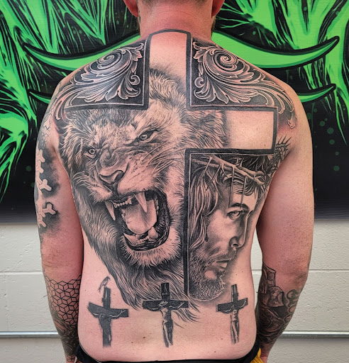 Explore tattoo ideas for male chest, creative tattoo ideas in Casper, available at TwoBulls Tattooing