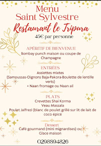 Menu du Le Tripura à Brest