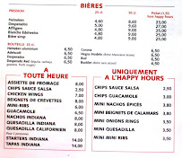 Indiana Café - Bonne Nouvelle à Paris menu