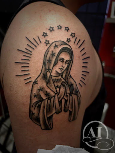 Explore black and white sleeve tattoo ideas, creative tattoo ideas in Katy, available at Artistic Impressions Tattoo Studio