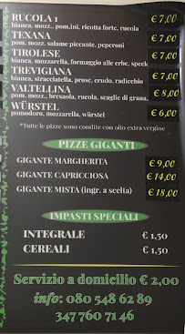 Menu / carte de La Rucola à Bari