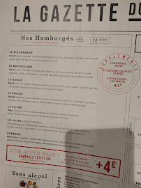 Restaurant de hamburgers Big Fernand à Lyon (le menu)