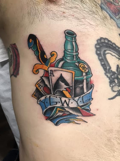 Explore men leg tattoo ideas, creative tattoo ideas in Delmar, available at Resolute Tattoo