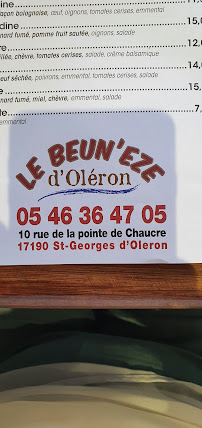 Crêperie Le Beun'eze d'Oléron à Saint-Georges-d'Oléron - menu / carte