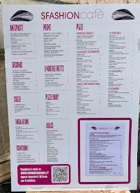 Menu / carte de Sfashion Cafè à Turin