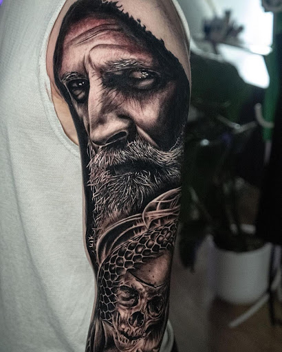 Explore black men tattoo ideas, creative tattoo ideas in Stanton, available at Skin Design Tattoo Orange County