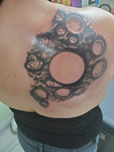 Explore lightning bolt tattoo ideas, creative tattoo ideas in Temple, available at Ink Rush Black Sheep