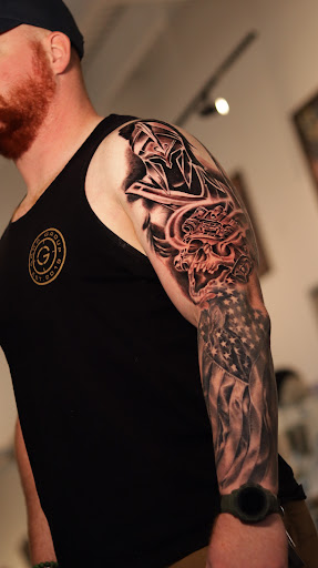 Explore rib tattoo ideas for men, creative tattoo ideas in Montgomery, available at Flying Eye Tattoo Studio