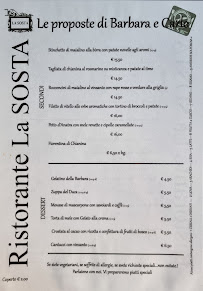 Menu / carte de Ristorante la Sosta di Carlo Pazzaglia à Serre di Rapolano