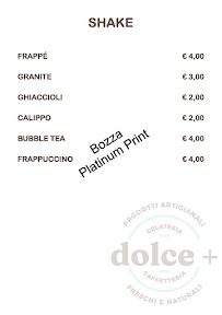 Marchand de glaces Dolce + Gelateria Caffetteria à Sorisole (la carte)