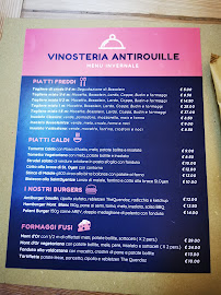 Menu / carte de Vinosteria Antirouille à Aymavilles