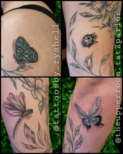Explore tattoo leg sleeve ideas, creative tattoo ideas in Hayesville, available at The Upper Room Tat2 Parlor