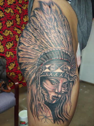 Explore mens tattoo sleeve idea, creative tattoo ideas in Odessa, available at Little Dragon Tattoos Studio