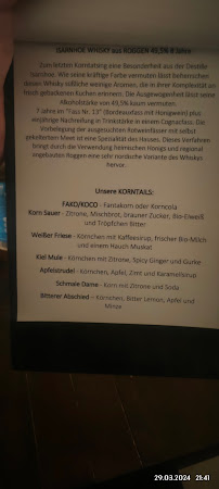Restaurant Donnerlüttchen à Kiel (le menu)