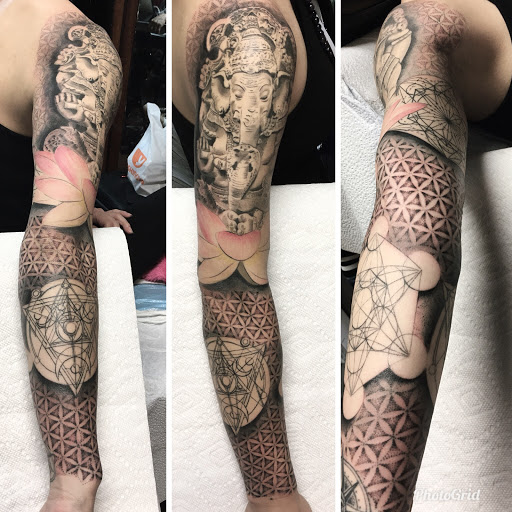 Explore leg tattoo cover up ideas, creative tattoo ideas in Alhambra, available at IFA2 Tattoo Studio