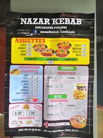 Carte du Nazar kebab à Paris