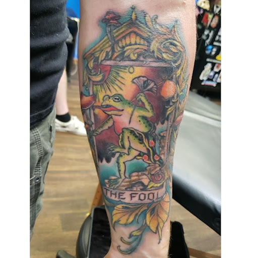 Explore dad fishing tattoo ideas, creative tattoo ideas in Covington, available at Covington Tattoo Emporium