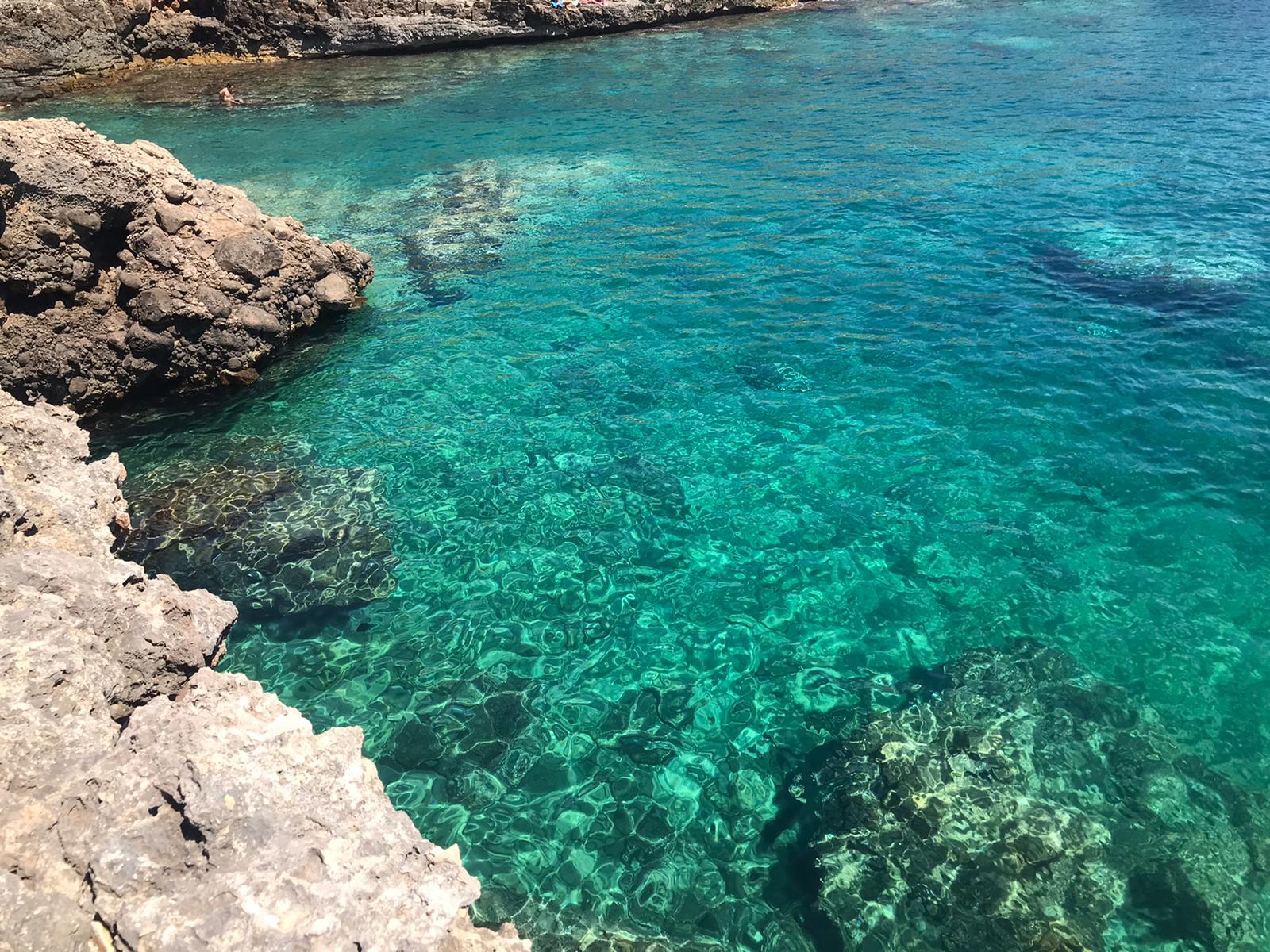 Baia di Torre Uluzzo的照片 带有蓝色纯水表面