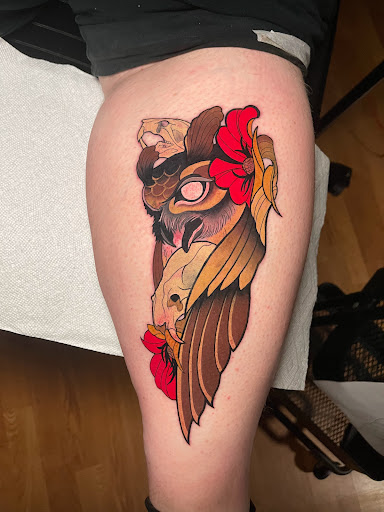 Explore back leg tattoo ideas, creative tattoo ideas in Hartselle, available at Kingdom Minds Ink