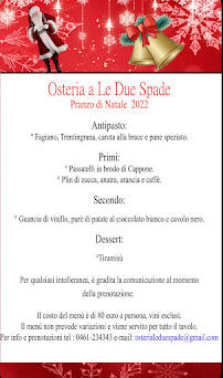 Restaurant italien Osteria a le Due Spade à Trento - menu / carte