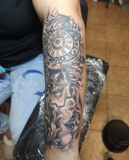 Explore viking arm tattoo ideas, creative tattoo ideas in Onalaska, available at Rock Bottom Tattoo Studio