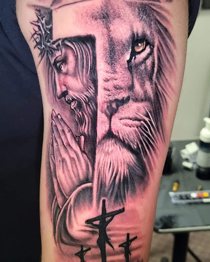 Explore baptism tattoo ideas, creative tattoo ideas in Angola, available at Hoodlum Ink