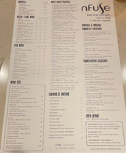 Drink menu
