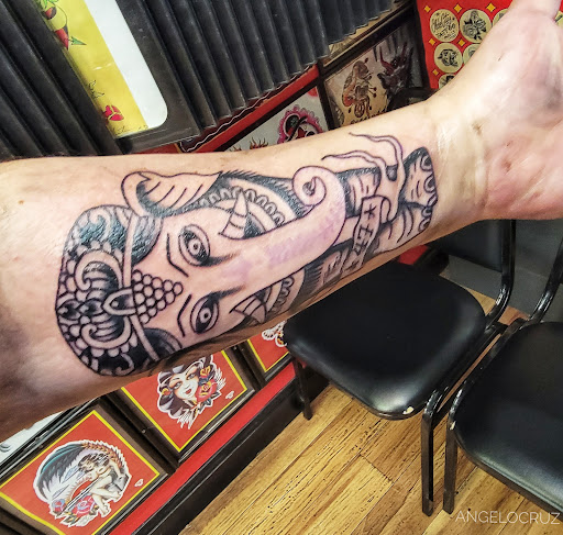 Explore cute thigh tattoo ideas, creative tattoo ideas in Philadelphia, available at Olde City Tattoo