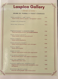Menu du Laspica Gallery Fashion & Food à San Vincenzo