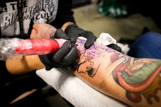 Explore tattoo ideas black and white, creative tattoo ideas in Corona, available at Crop Circles Tattoo Studio