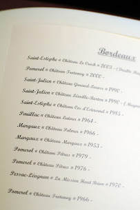 Carte du Le Bistro de L'Hôtel à Beaune