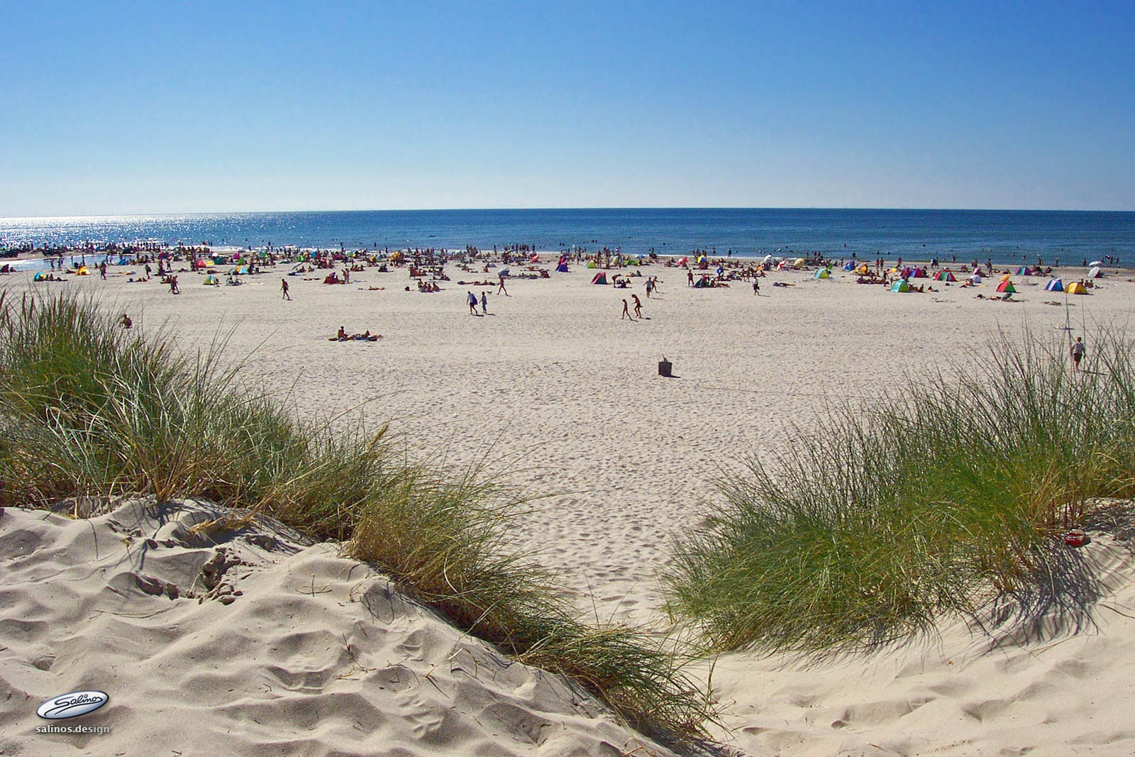 Foto di Vejers Beach con una superficie del sabbia beige