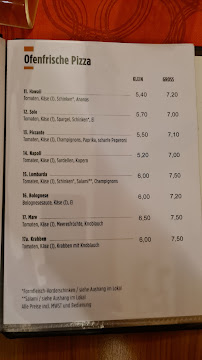 Menu du Pizzeria Gabbiano à Erwitte