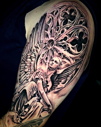 Explore enlightenment tattoo ideas, creative tattoo ideas in Roanoke, available at Saint Cecilias Art Studio