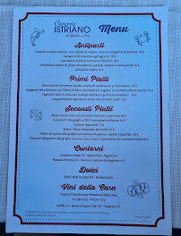 Carte du Osteria Istriano Of Giobi And Oxa à Trieste