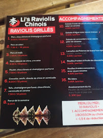 Restaurant Li‘s Raviolis Chinois - Université à Montpellier (le menu)