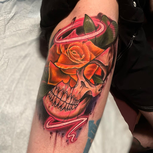 Explore behind neck tattoo ideas, creative tattoo ideas in Lake Villa, available at Eternal Tiger Tattoo