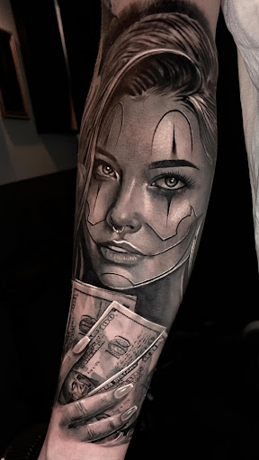 Explore cash tattoo ideas, creative tattoo ideas in Culver City, available at Art Collector Tattoo