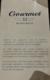 Menu / carte de Ristorante Gourmet 32 Taormina à Taormina