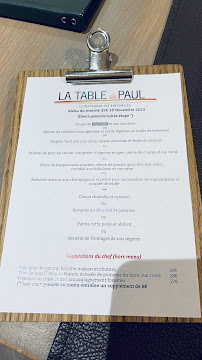 Menu / carte de La Table de Paul à Crots